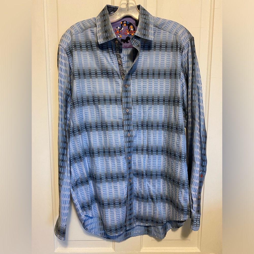 Robert Graham Purple and Blue Embroidered Shirt men’s Medium